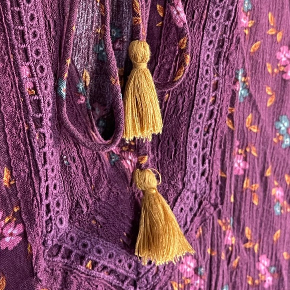Floral Top Boho Blouse Tassel Tunic Mini Dress (?) Peasant Prairie - Picture 12 of 14